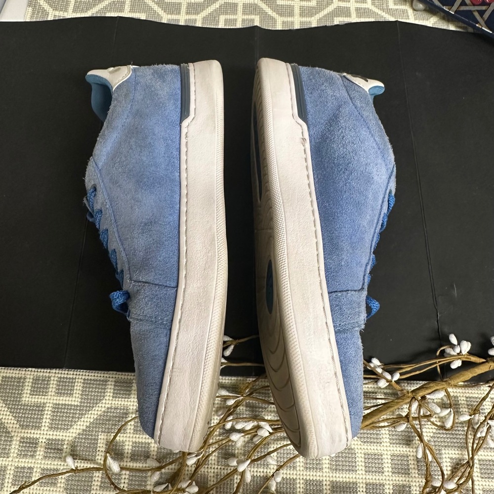 COACH Clip Low Top Embroidered Logo Sneakers Racer Blue Suede Sz 8D MENS US - Picture 3 of 9
